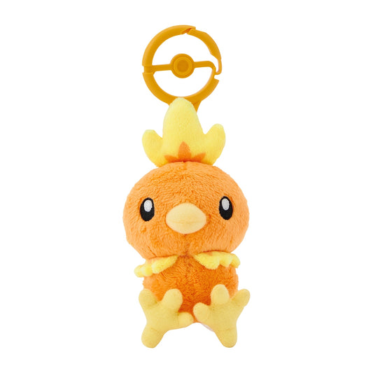 Torchic mascot with a carabiner